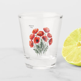 August Poppy Bloom - Personalisiertes Geburtstagsg Schnapsglas