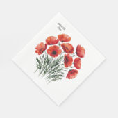 August Poppy Bloom - Personalisiertes Geburtstagsg Serviette (Ecke)