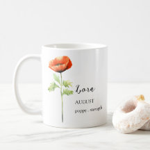 AUGUST POPPY GEBURTSTE BLUME MONTH NAME GIFT