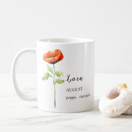 AUGUST POPPY GEBURTSTE BLUME MONTH NAME GIFT KAFFEETASSE