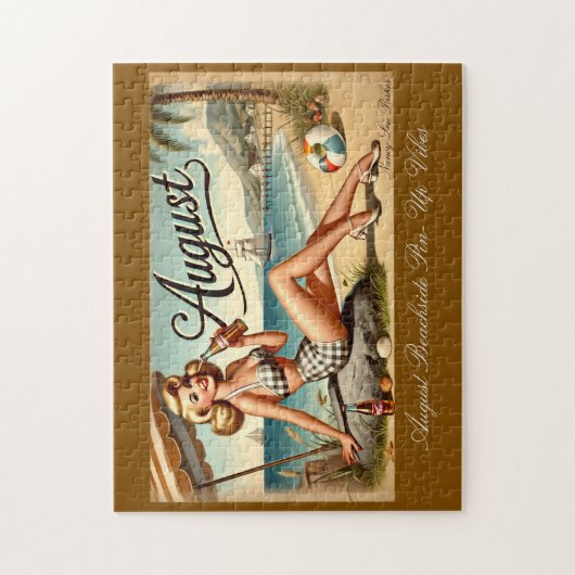 August Retro Beachside Button-Up Girl Vibes Puzzle (Vertikal)