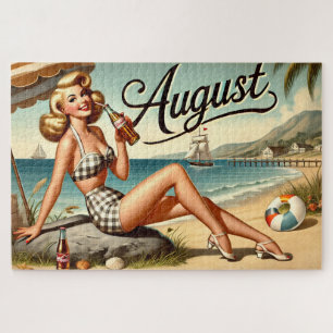 August Retro-Strand-Pin-Up-Mädchen-Vibes Puzzle