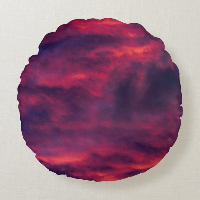 August rot rundes kissen (Vorderseite)