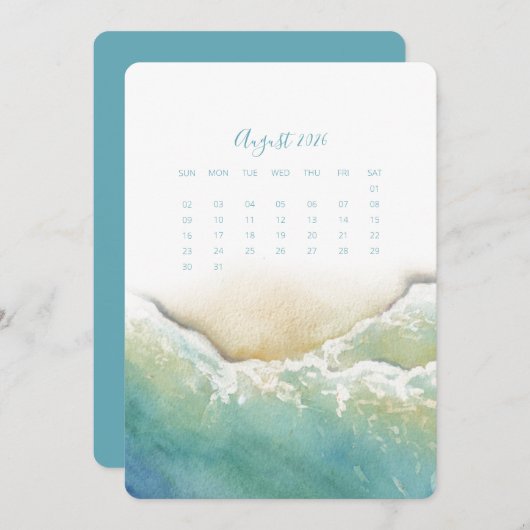 August Stand Alone Calendar Küste Menükarte (Vorne/Hinten)