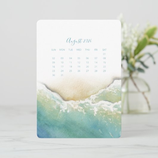 August Stand Alone Calendar Küste Menükarte (Stehend Vorderseite)