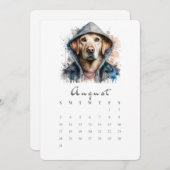 August Stand-Alone Kalender Hunde Splash Art Menükarte (Vorne/Hinten)