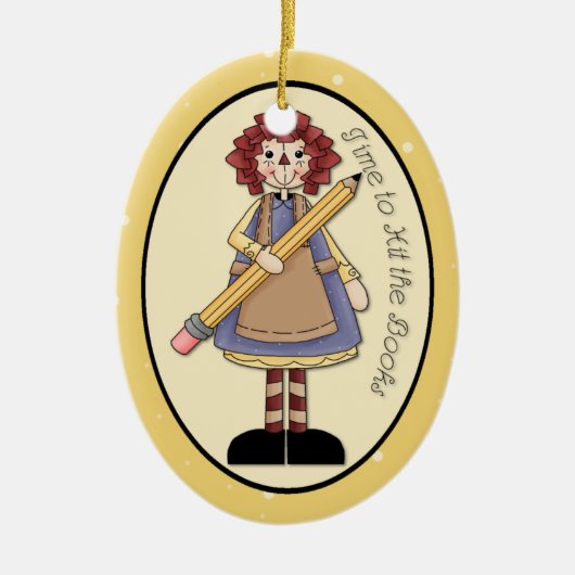August "Time to Hit the Books" Annie Ornament (Vorne)