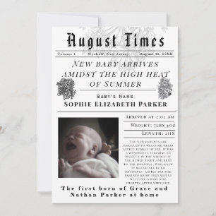 August Times Neugeborenen Geburt Ankündigung