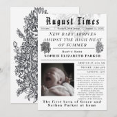 August Times Newborn Birth Ankündigung (Vorne/Hinten)