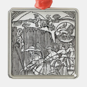 August, vom Kalender eines Schäfers Ornament Aus Metall