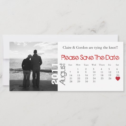 August - Weißer Kalender Save the Date (Vorderseite)