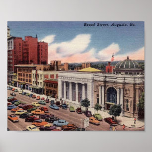 Augusta, Georgia, Broad Street, Vintage-Ansicht Poster