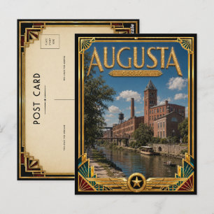 Augusta Georgia Vintage Art Deco Goldenes Zeitalte Postkarte