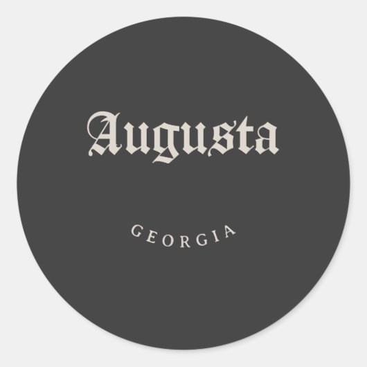 Augusta Georgia Weißer Schriftart Runder Aufkleber (Vorderseite)