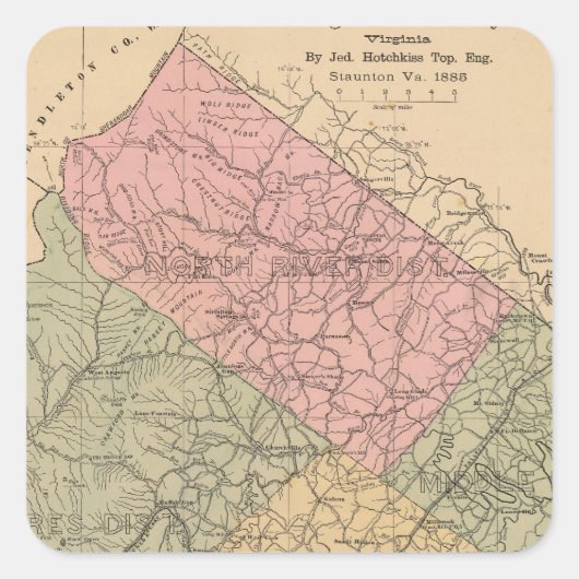 Augusta Landkreis, Virginia 2 Quadratischer Aufkleber (Vorderseite)