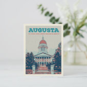 Augusta Maine Staat Hauptstadt Illustration Postkarte (Stehend Vorderseite)