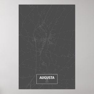 Augusta, Maine (weiß auf Schwarzem) Poster