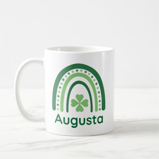 Augusta Name Klee Boho Regenbogen Kaffeetasse (Links)