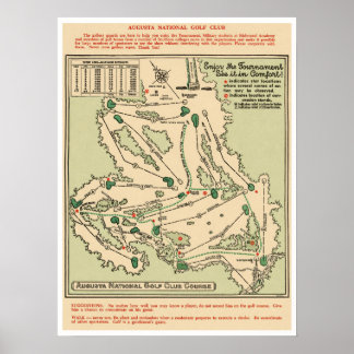 Augusta National Golfplatzkarte Poster