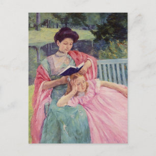 Auguste liest ihrer Tochter von Mary Cassatt Postkarte