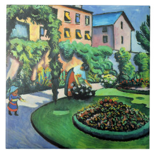 Auguste Macke - Gartenbild, beliebtes Gemälde, Fliese