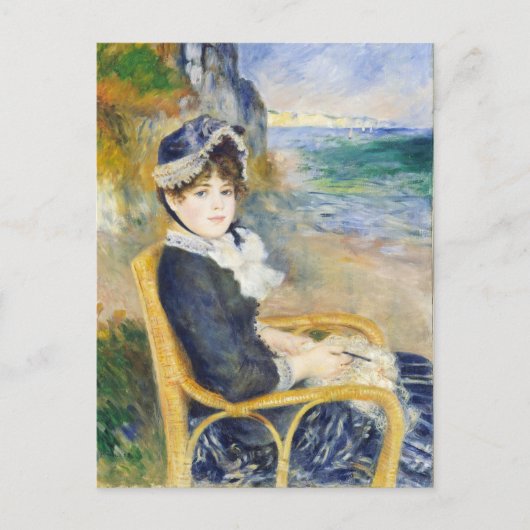 Auguste Renoir am Meer Portrait der Frau Postkarte (Vorderseite)