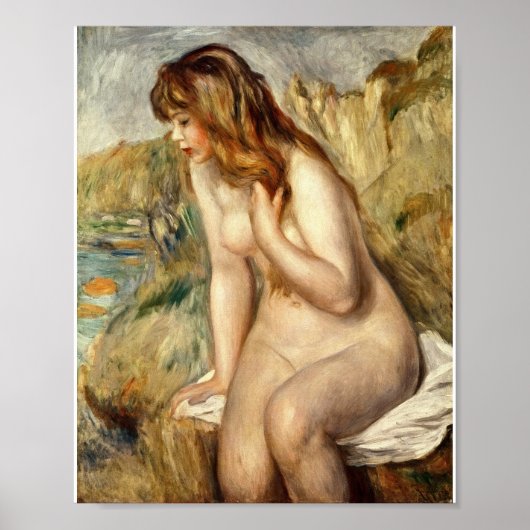 Auguste Renoir - Bather sitzt auf einem Felsen Poster (Vorne)