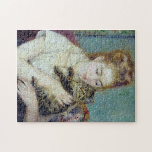 Auguste Renoir - Frau mit Katze Puzzle (Horizontal)