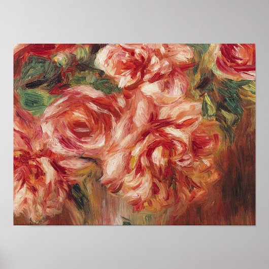 Auguste Renoir - Rose in einer Vase Poster (Vorne)