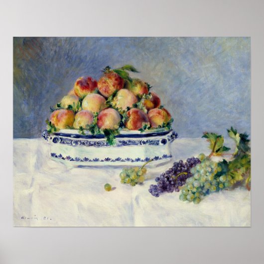 Auguste Renoir - Stillleben mit Pfirsichen und Tra Poster (Vorne)