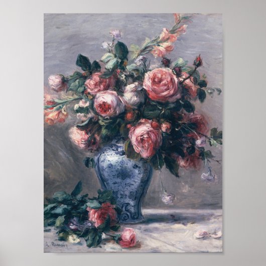 Auguste Renoir - Vase von Rose Poster (Vorne)