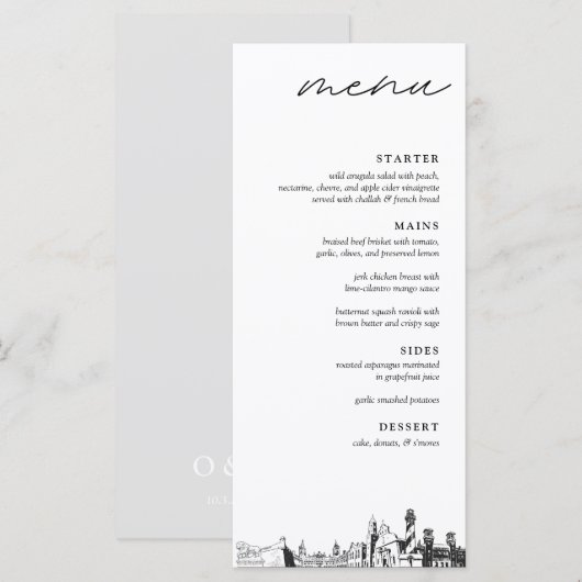 Augustine Wedding Reception Dinner Menu Menükarte (Vorne/Hinten)