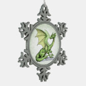 Augusts Geburtssteingebürgerdrache: Peridot Schneeflocken Zinn-Ornament (Links)