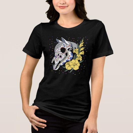 Augusts Gladiole & Pferdeschädel Tri-Blend Shirt (Vorderseite)