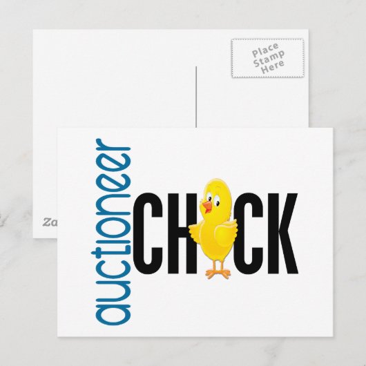 Auktionator Chick Postkarte (Vorne/Hinten)