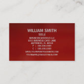 Auktionator Red Business Card Visitenkarte (Rückseite)