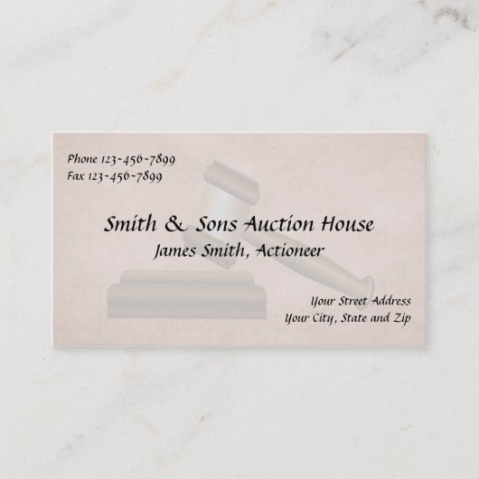 Auktionator Richterin Business Card Visitenkarte (Vorderseite)