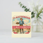 Auktionator Vintage Zigarrenmarke Postkarte (Stehend Vorderseite)