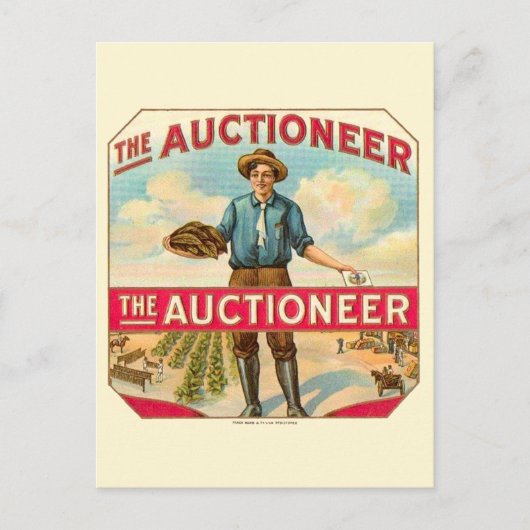 Auktionator Vintage Zigarrenmarke Postkarte (Vorderseite)