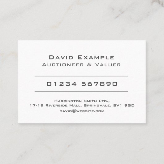 Auktionator & Wertgeber mit Foto des Inhabers Visitenkarte (Rückseite)