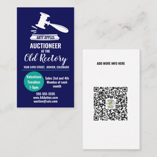 Auktionshaus-Verkauf Gavel Bewertung Tag (Vorne/Hinten)