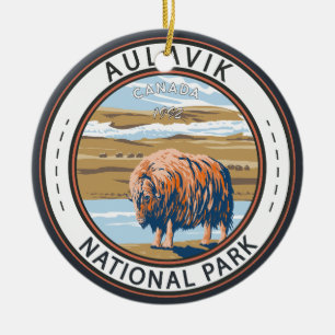 Aulavik Nationalpark Canada Musk Ox Vintag Keramik Ornament