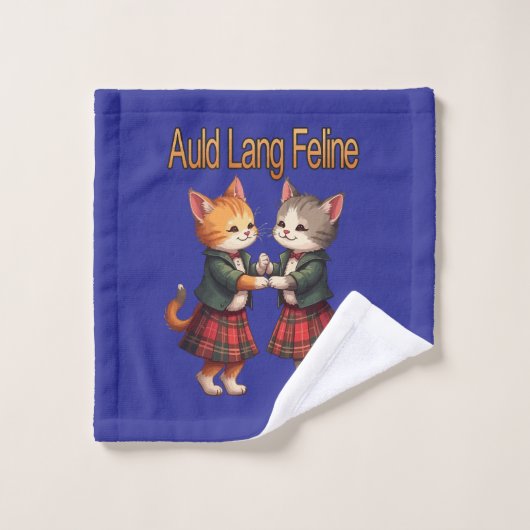 Auld Lang Feline Orange Cats Dancing Ceilidh Badhandtuch Set (Waschlappen)