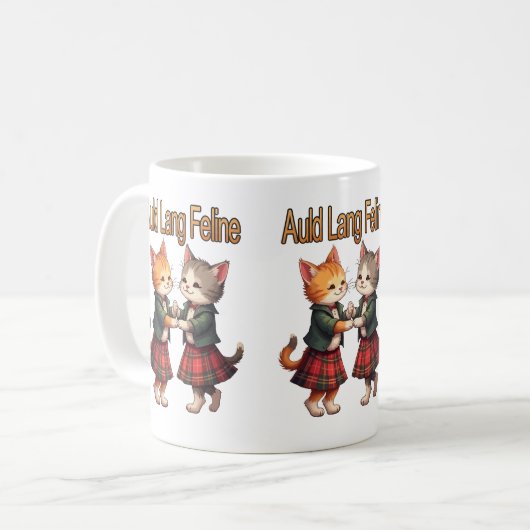 Auld Lang Feline Orange Cats Dancing Ceilidh Kaffeetasse (Vorderseite Links)