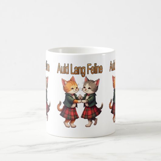 Auld Lang Feline Orange Cats Dancing Ceilidh  Kaffeetasse (Mittel)