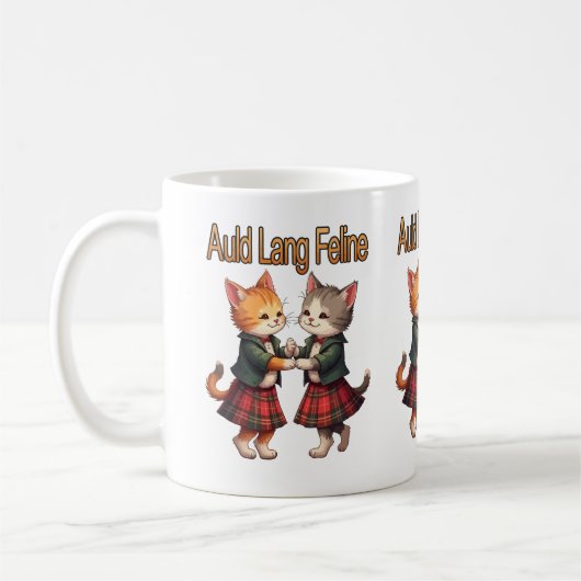 Auld Lang Feline Orange Cats tanzen Ceilidh Kaffeetasse (Links)