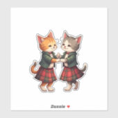 Auld Lang Feline Orange Katzen tanzen Ceilidh Aufkleber (Blatt)