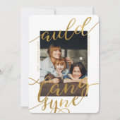 Auld Lang Syne | Gilded Calligraphy Foto Card Einladung (Vorderseite)