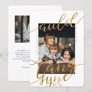 Auld Lang Syne Gilded Calligraphy Foto Card Einladung