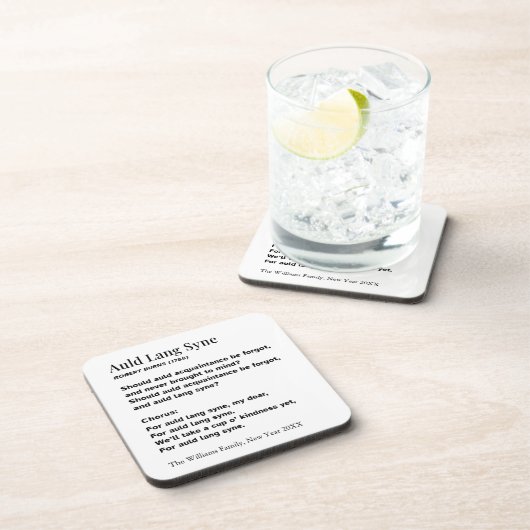 Auld Lang Syne Lyrics New Year's Eve Personalized Getränkeuntersetzer (Rechte Seite)